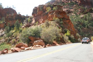 From the east entrance to the park on Zion Carmel Highway, you approach the tunnel. On the left are two boulders that lead down into our newly discovered canyon. 