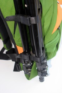 The bag also featured a tripod mount that secures your "pod" tight against the pack. 