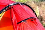 Snow-proof ventilation hoods mounted high up, and adjustable from inside tent.