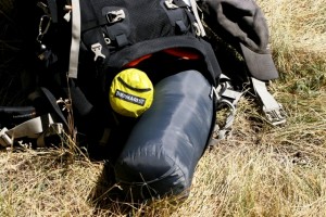 Bottom sleeping bag compartment held a Sierra Designs Arrow Rock 30 down bag, a Therm-A-Rest NeoAire pad, and then some.