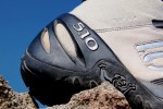 Rubber shielding on Exum Guide boots encase soft leather upper from heel to toe. 