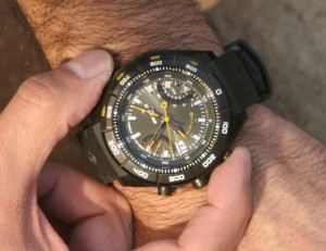 The Timex E-Expediton Altimiter features a maximum and minimum recall function, and reads in both meters and feet. 