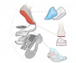 Exploded view of the Vasque Transitor. All primary components are fully contoured, and there is no separate footbed.