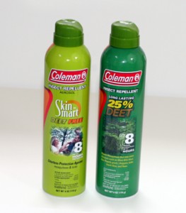 Companies such as Coleman Repellants offer DEET and DEET free products that are effective for 8hours with one application. 