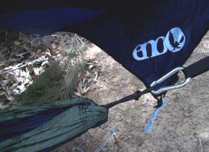 ENO all season setup offers overhead protection with a rainfly. 