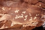 Petroglyphs can be found in Arches National Park.