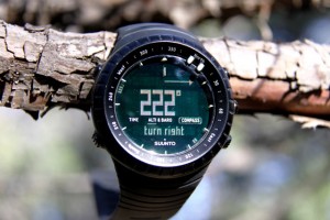 You can pre-set compass bearing. Suunto Core watch face will indicate left or right arrows to keep you on course.