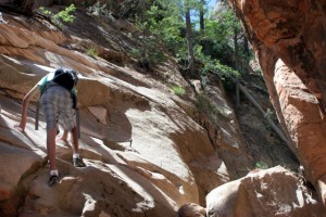 Scrambling is required on this hike, and there's plenty of it. Wear shoes with good support and traction.  Photo by Dan Sanchez, FreshAirJunkie.com