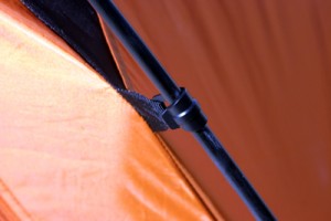 With only two nylon poles, the tent assembles easily and quickly. 